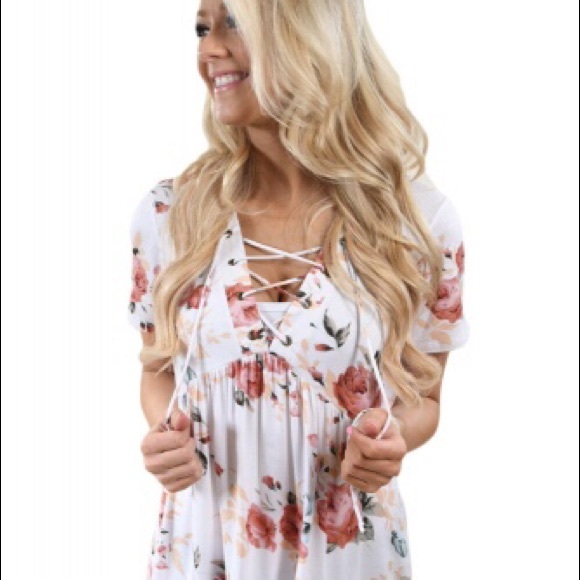Tops - White Floral Blouse